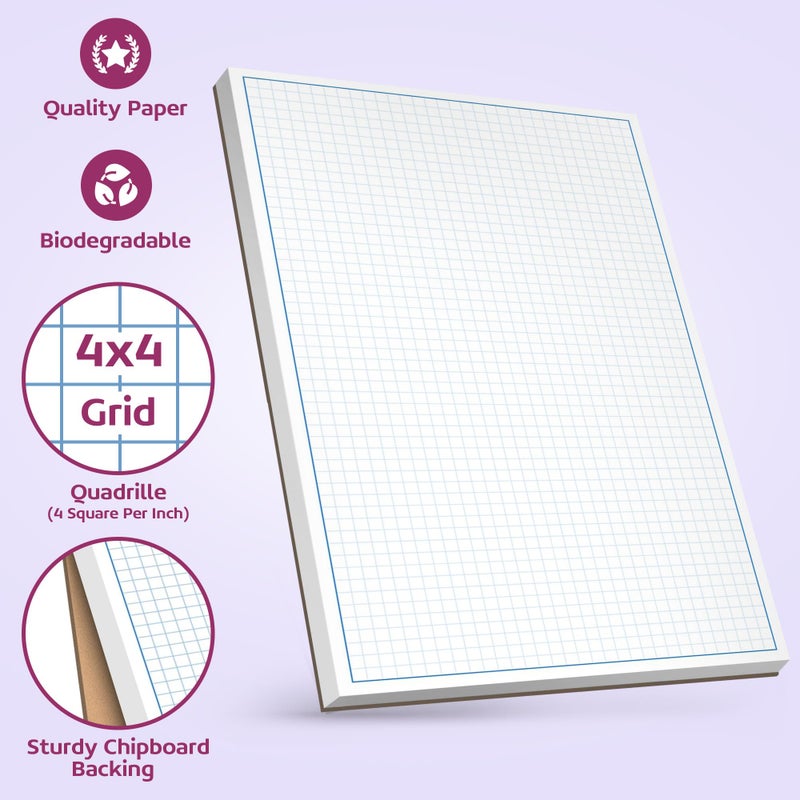 NextDayLabels Graph Paper Pad for Blueprint Drawings, Drafting, Engineering Drawing, and Planning - Graph Paper 8.5x11 Blueprint Quadrille Grid Paper Pads with Blue Lines, High Brightness 50 Sheets (5-Pack) - Image 3